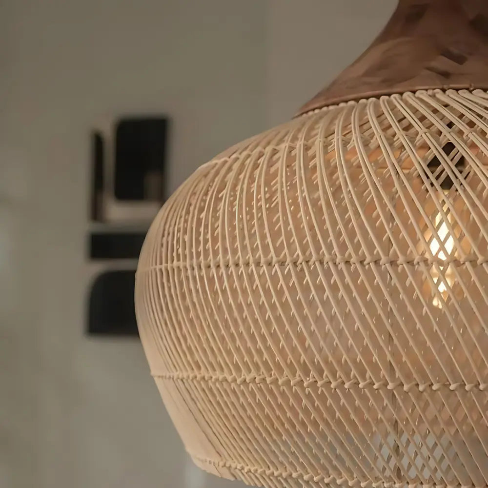 WovenDawn – Artisan Rattan Light Fixture with Sun-Kissed Organic Design