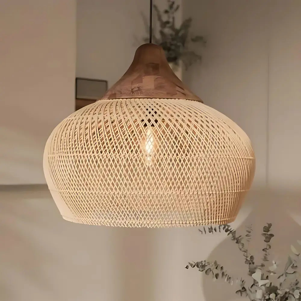 WovenDawn – Artisan Rattan Light Fixture with Sun-Kissed Organic Design