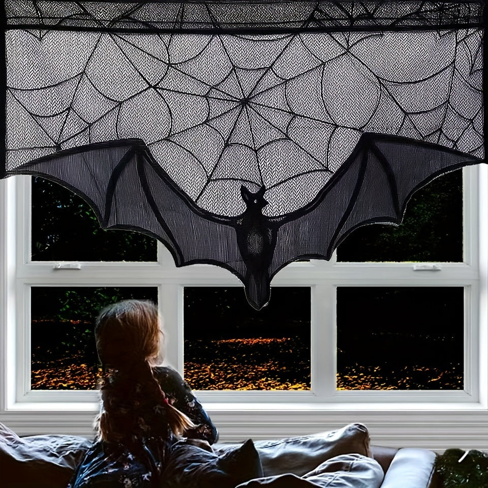 Halloween Table Runner – Black Lace Decorative Accent for Parties