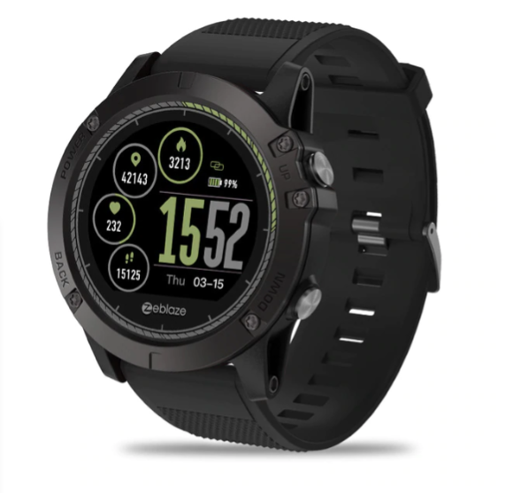 Warrior Smartwatch with 3D Interface, Waterproof Build, and Heart Rate Tracking for Outdoor Fitness