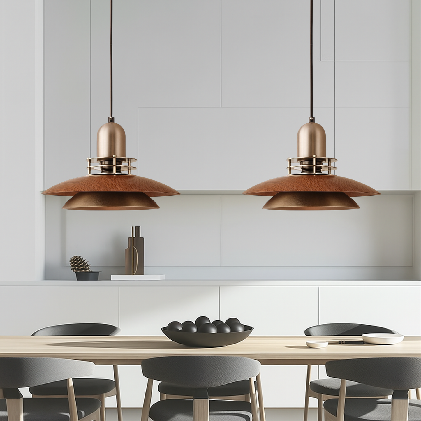 Tenora | Walnut Wood Low-Profile Hanging Pendant Light