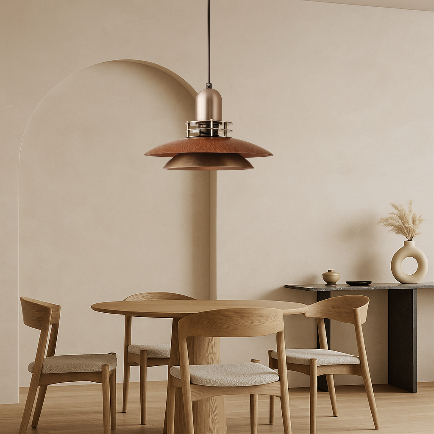 Tenora | Walnut Wood Low-Profile Hanging Pendant Light