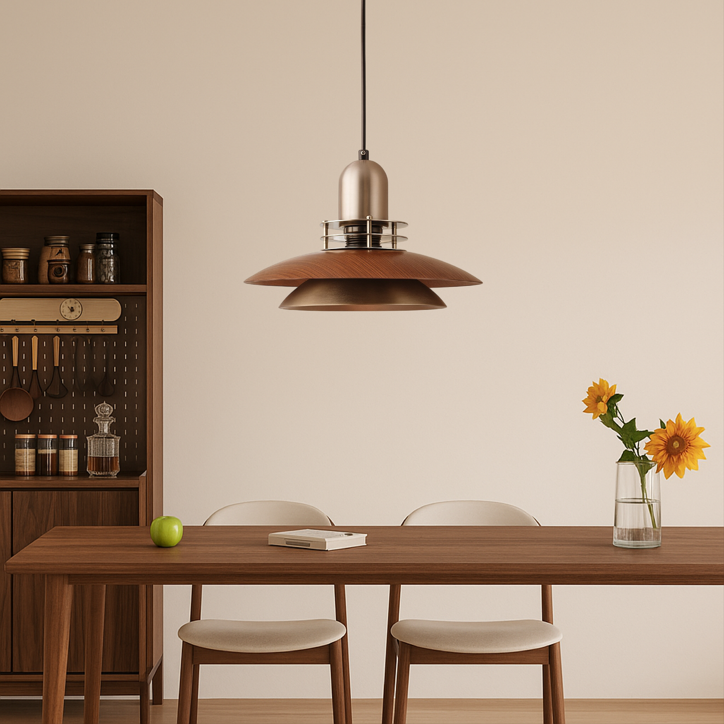 Tenora | Walnut Wood Low-Profile Hanging Pendant Light