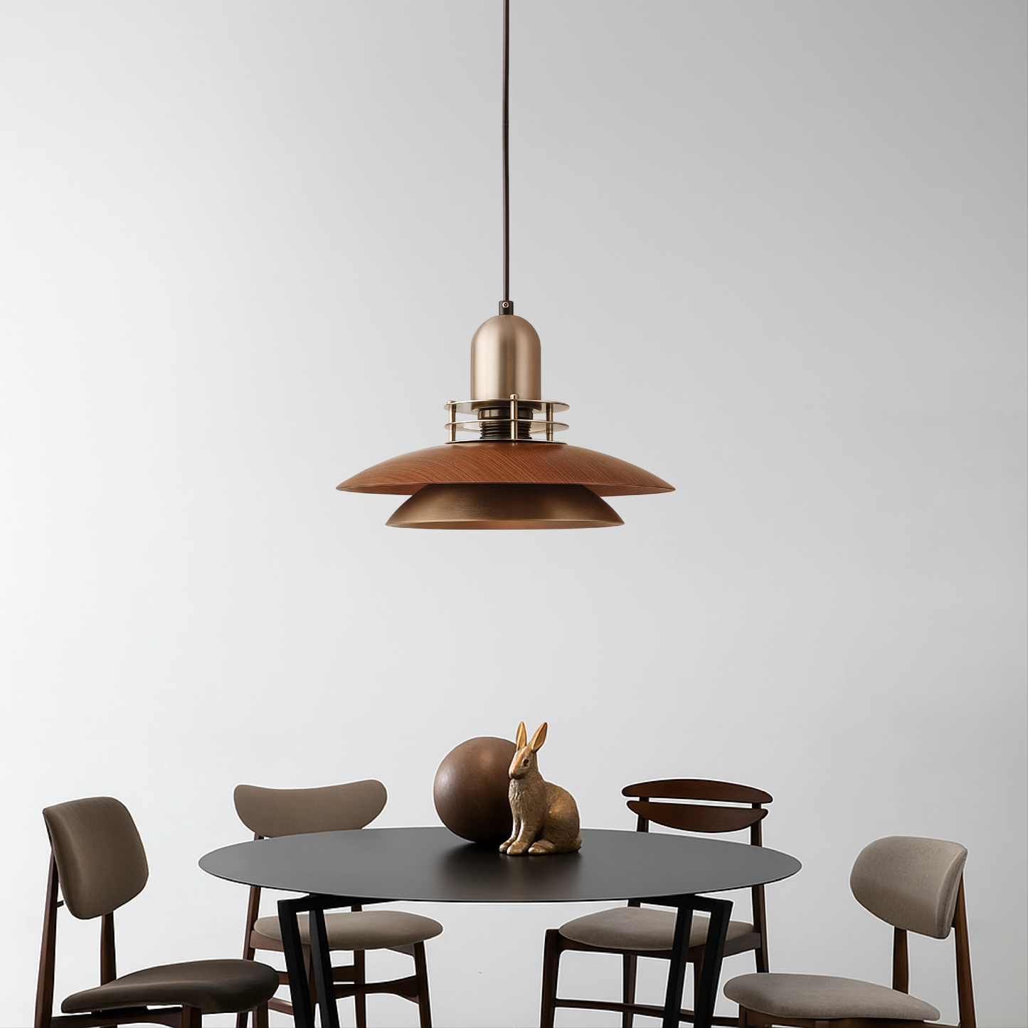 Tenora | Walnut Wood Low-Profile Hanging Pendant Light