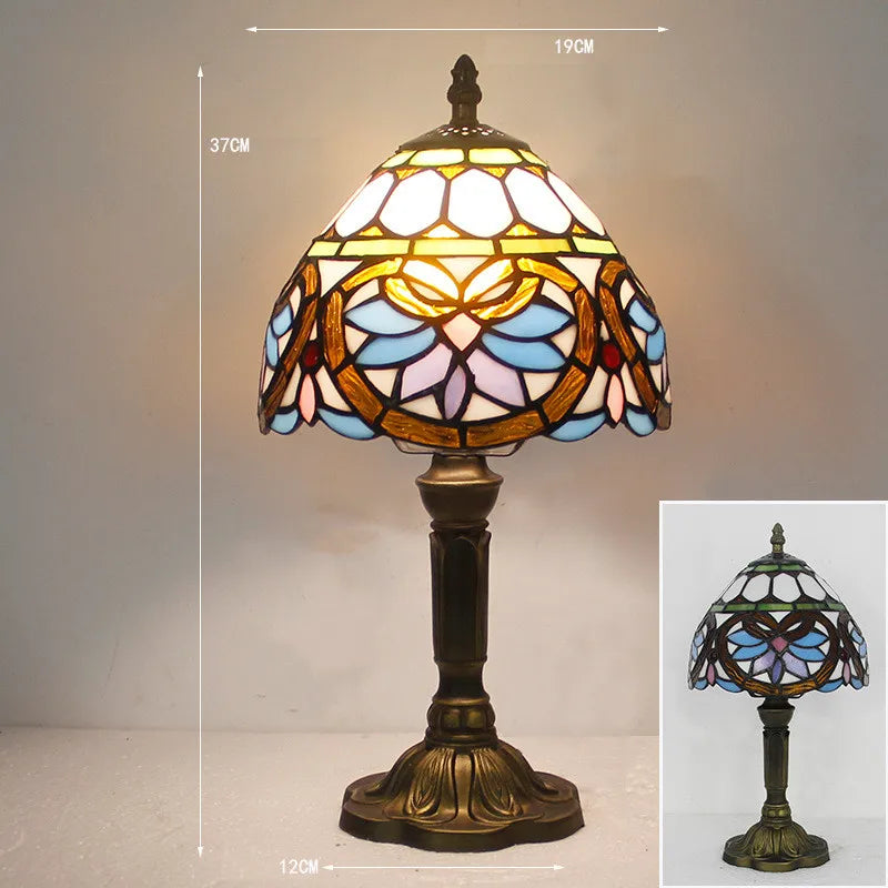 Tiffany-Style Desk Lamp with Adjustable Gooseneck – Handcrafted Colorful Glass Design for Home and Office