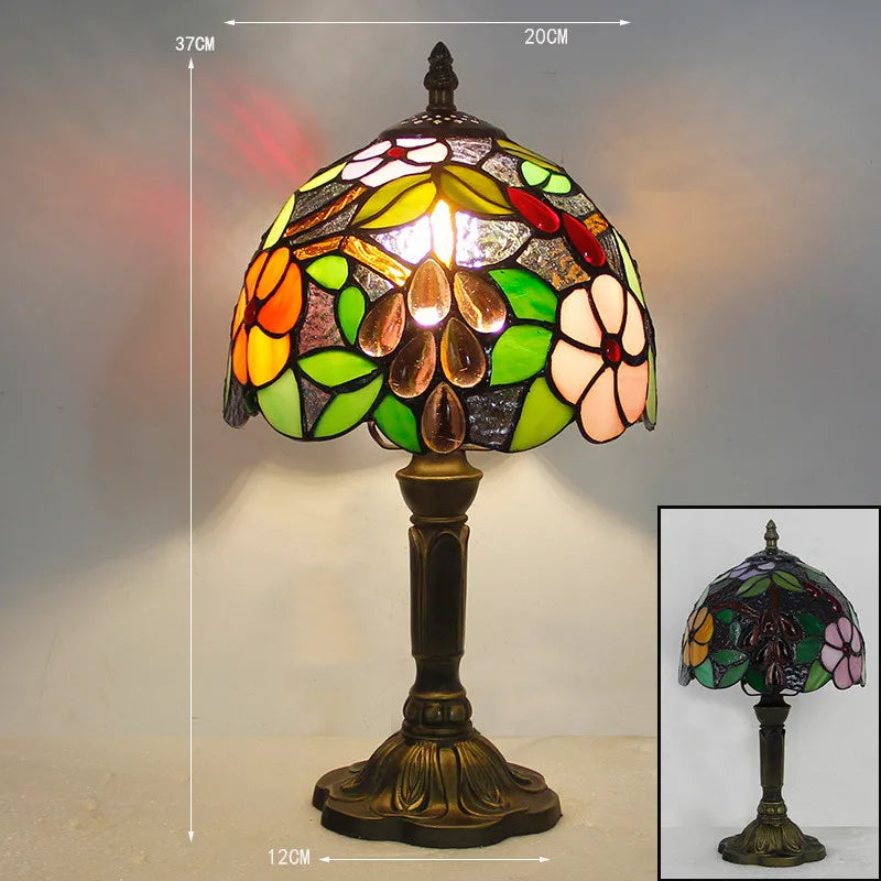 Tiffany-Style Desk Lamp with Adjustable Gooseneck – Handcrafted Colorful Glass Design for Home and Office