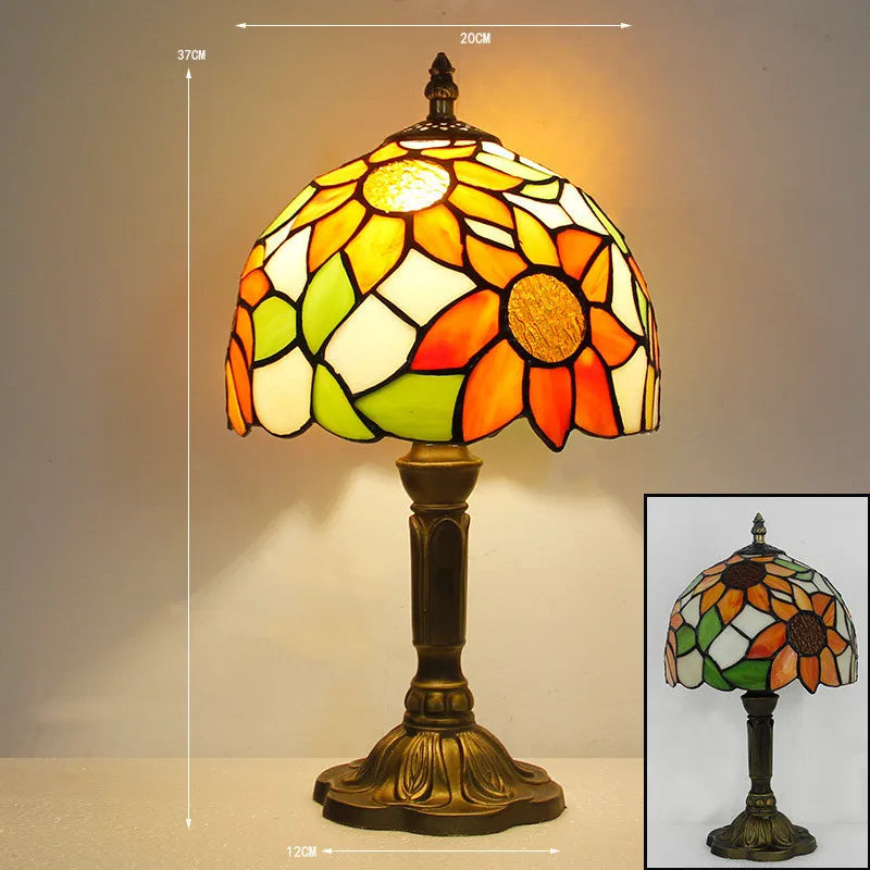 Tiffany-Style Desk Lamp with Adjustable Gooseneck – Handcrafted Colorful Glass Design for Home and Office