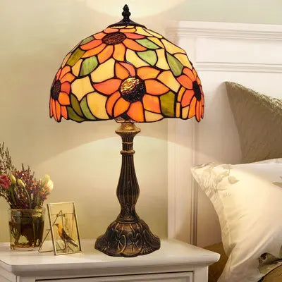 Tiffany-Style Desk Lamp with Adjustable Gooseneck – Handcrafted Colorful Glass Design for Home and Office