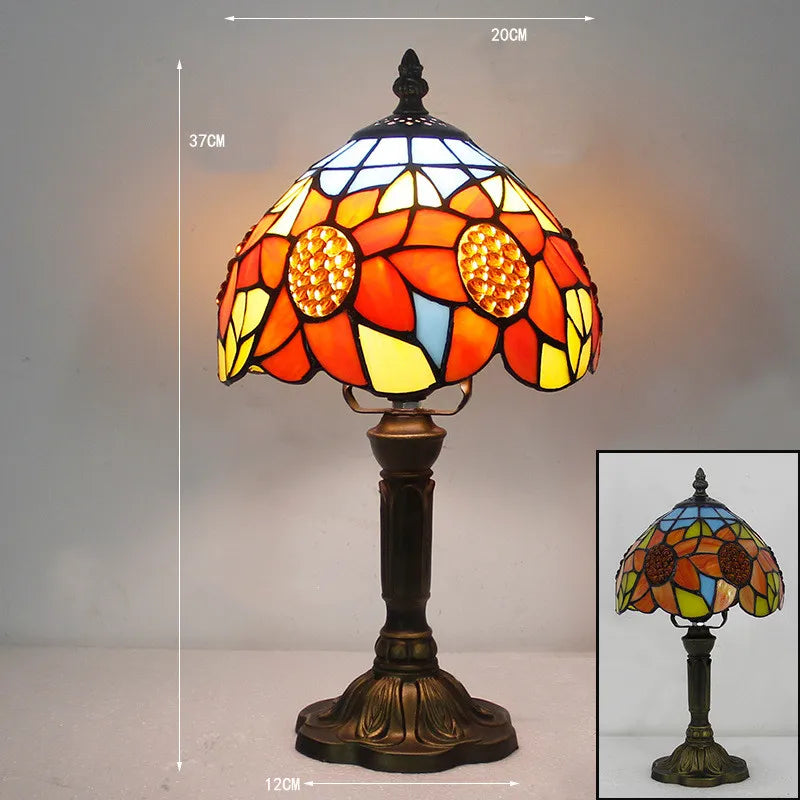 Tiffany-Style Desk Lamp with Adjustable Gooseneck – Handcrafted Colorful Glass Design for Home and Office
