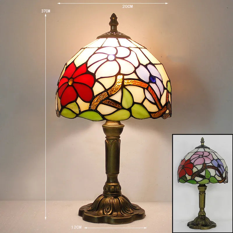 Tiffany-Style Desk Lamp with Adjustable Gooseneck – Handcrafted Colorful Glass Design for Home and Office