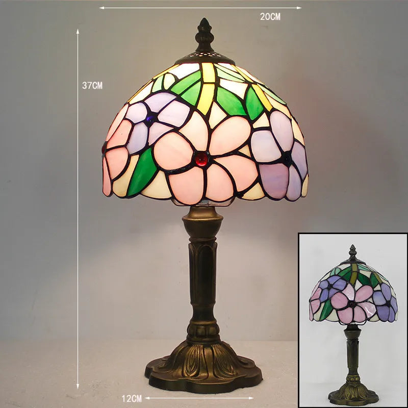 Tiffany-Style Desk Lamp with Adjustable Gooseneck – Handcrafted Colorful Glass Design for Home and Office