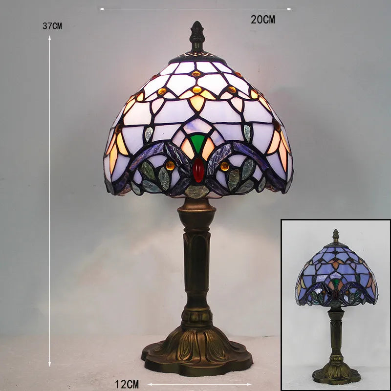 Tiffany-Style Desk Lamp with Adjustable Gooseneck – Handcrafted Colorful Glass Design for Home and Office