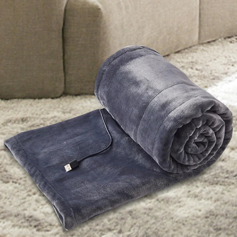 USB Electric Blanket, Compact 39x31” Heated Throw with 3 Heat Settings for Home, Office, Travel - Soft Plush Electric Throw Blanket