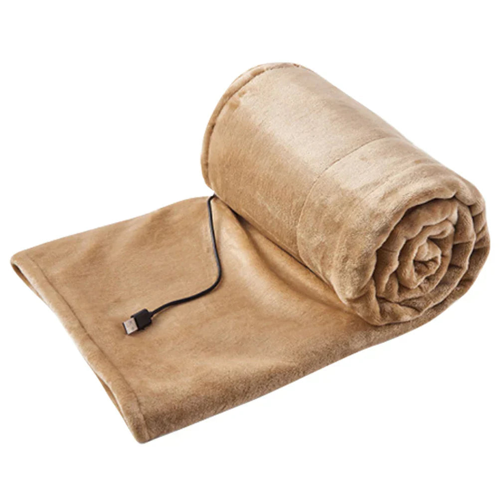USB Electric Blanket, Compact 39x31” Heated Throw with 3 Heat Settings for Home, Office, Travel - Soft Plush Electric Throw Blanket