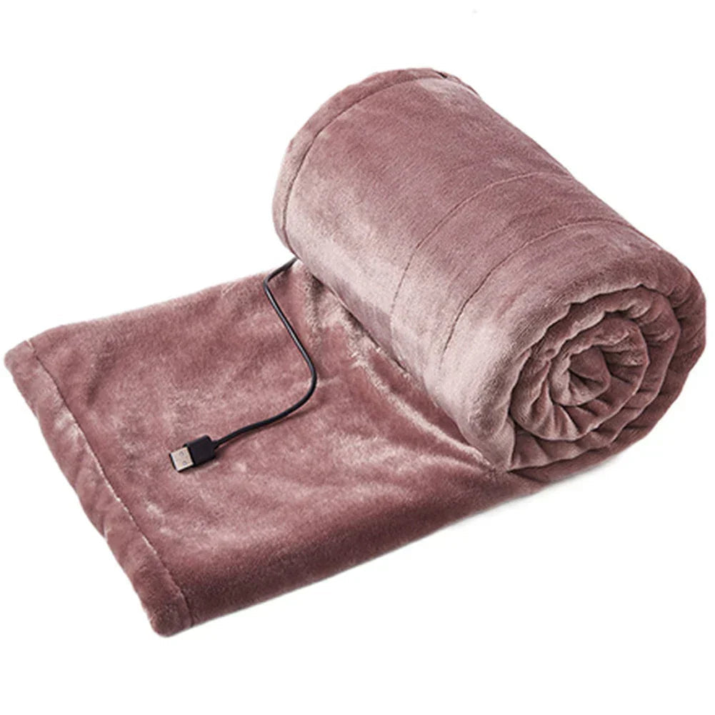 USB Electric Blanket, Compact 39x31” Heated Throw with 3 Heat Settings for Home, Office, Travel - Soft Plush Electric Throw Blanket