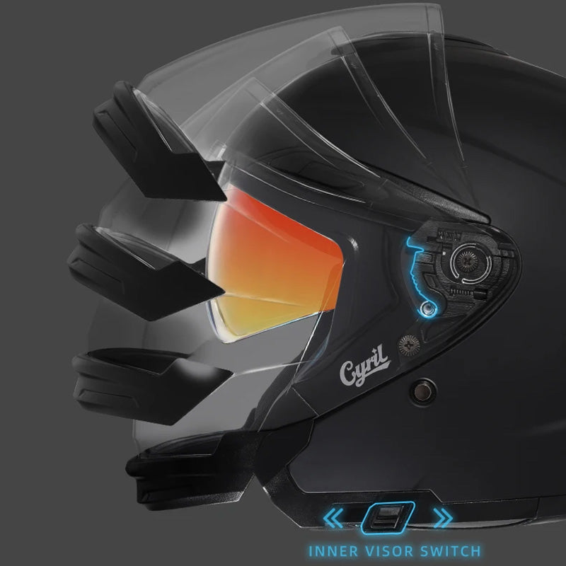 Unisex Motorcycle Helmet Lightweight ABS Dual Visor Aerodynamic Design
