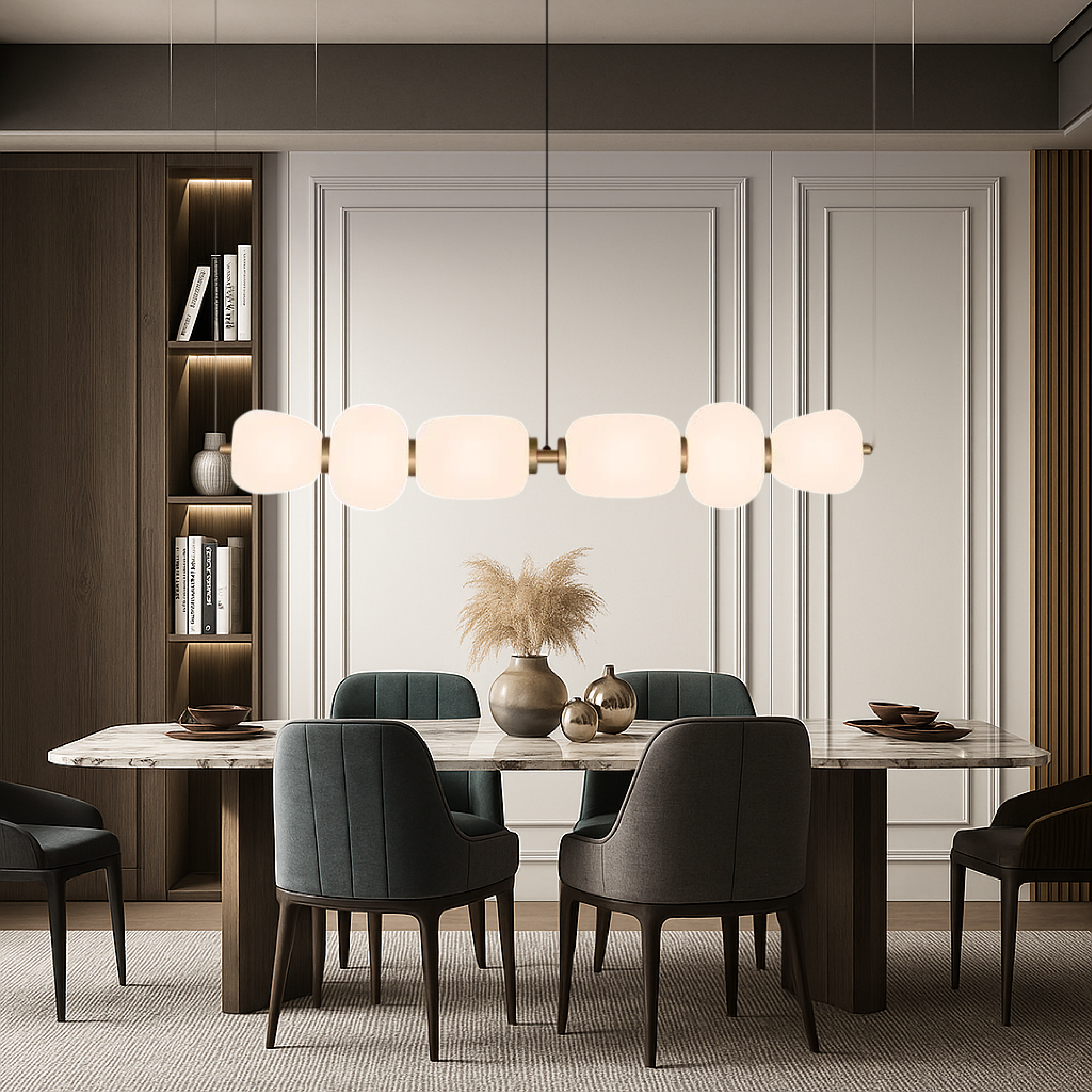 Vareli | Minimalist Bar Pendant Light in White Glass