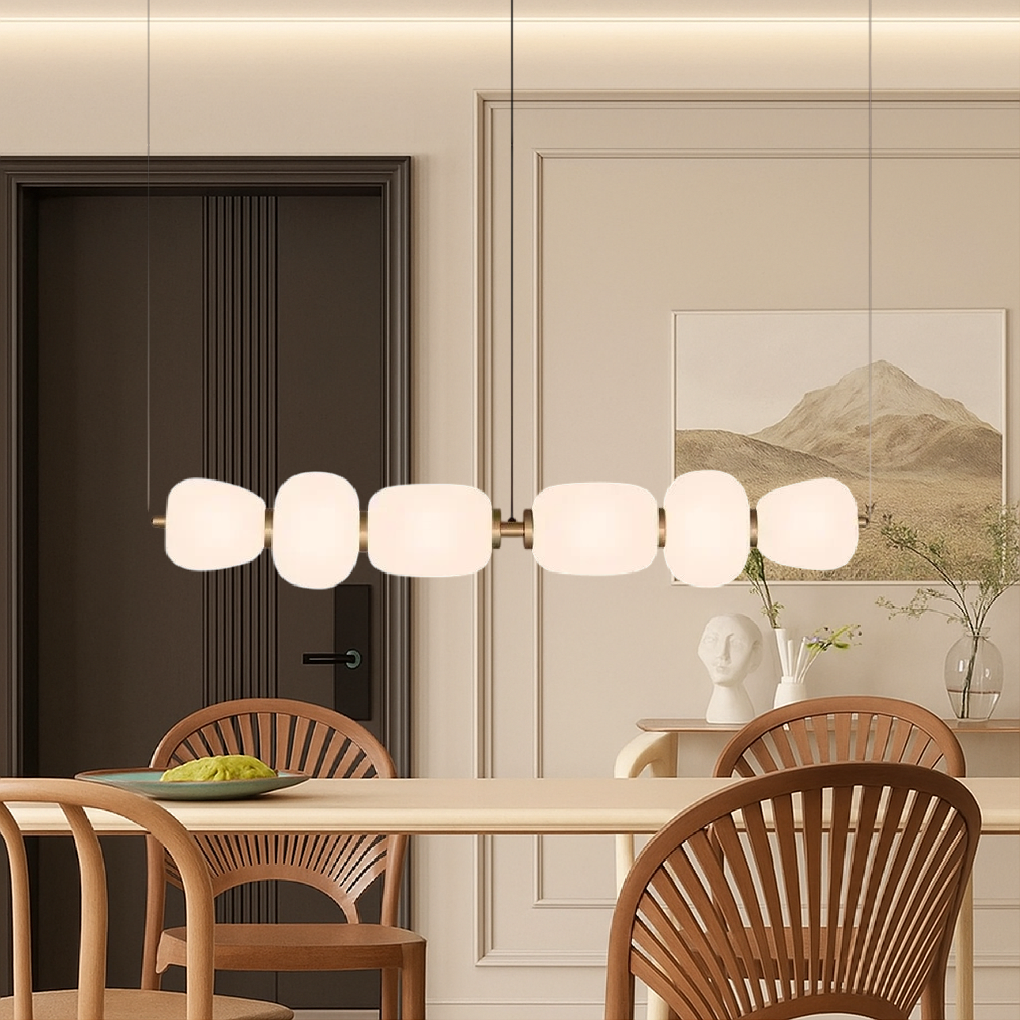 Vareli | Minimalist Bar Pendant Light in White Glass