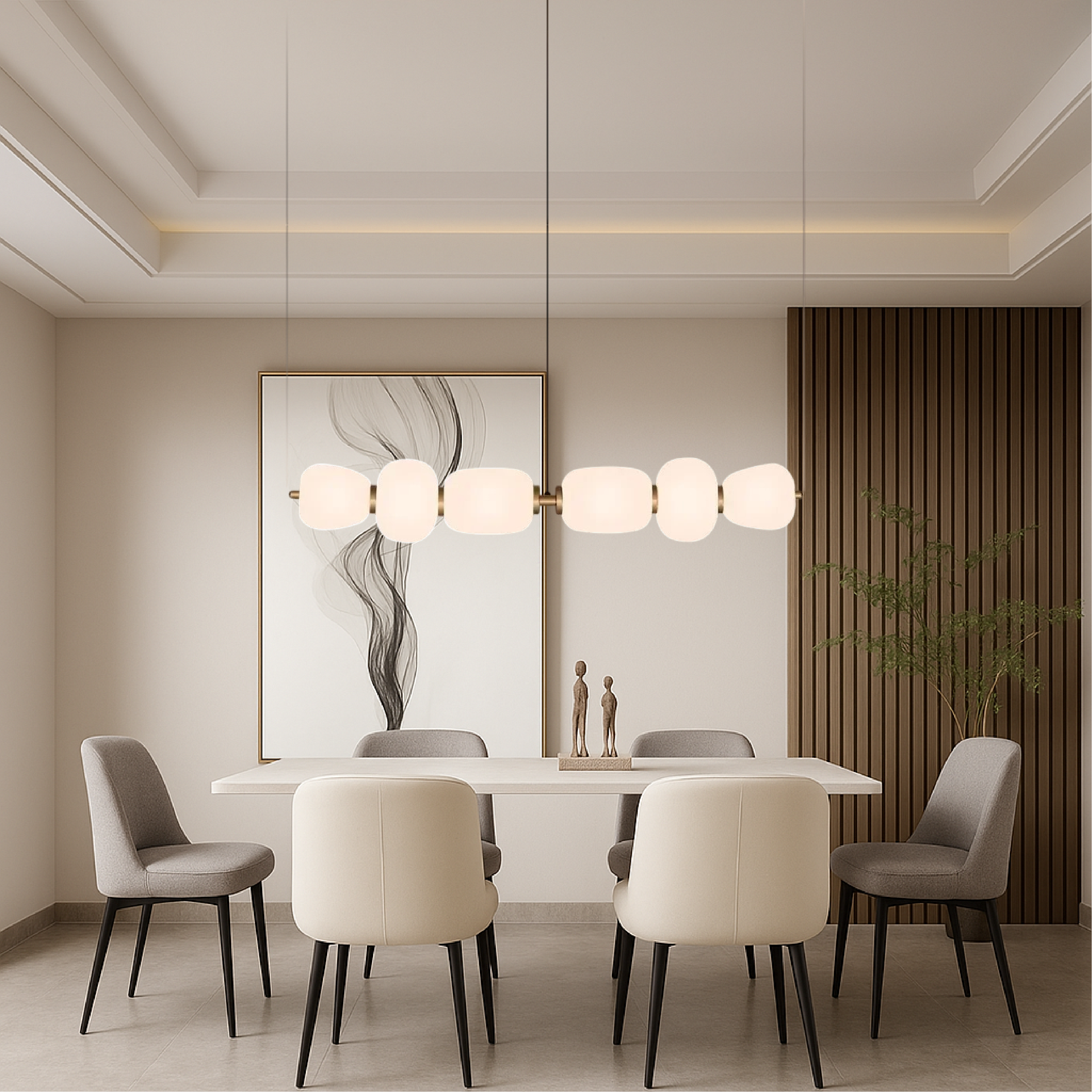 Vareli | Minimalist Bar Pendant Light in White Glass
