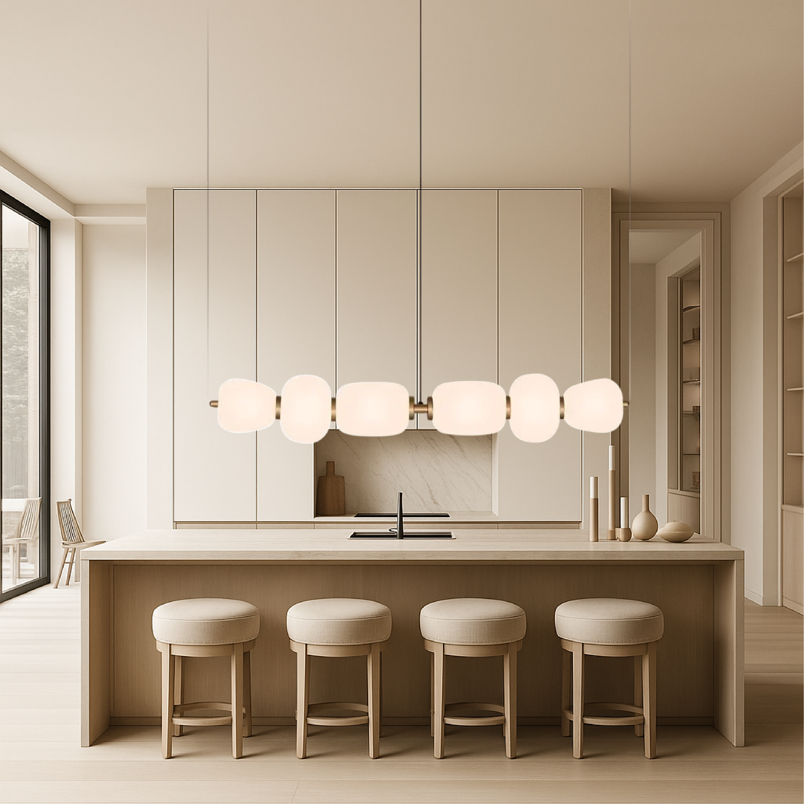 Vareli | Minimalist Bar Pendant Light in White Glass