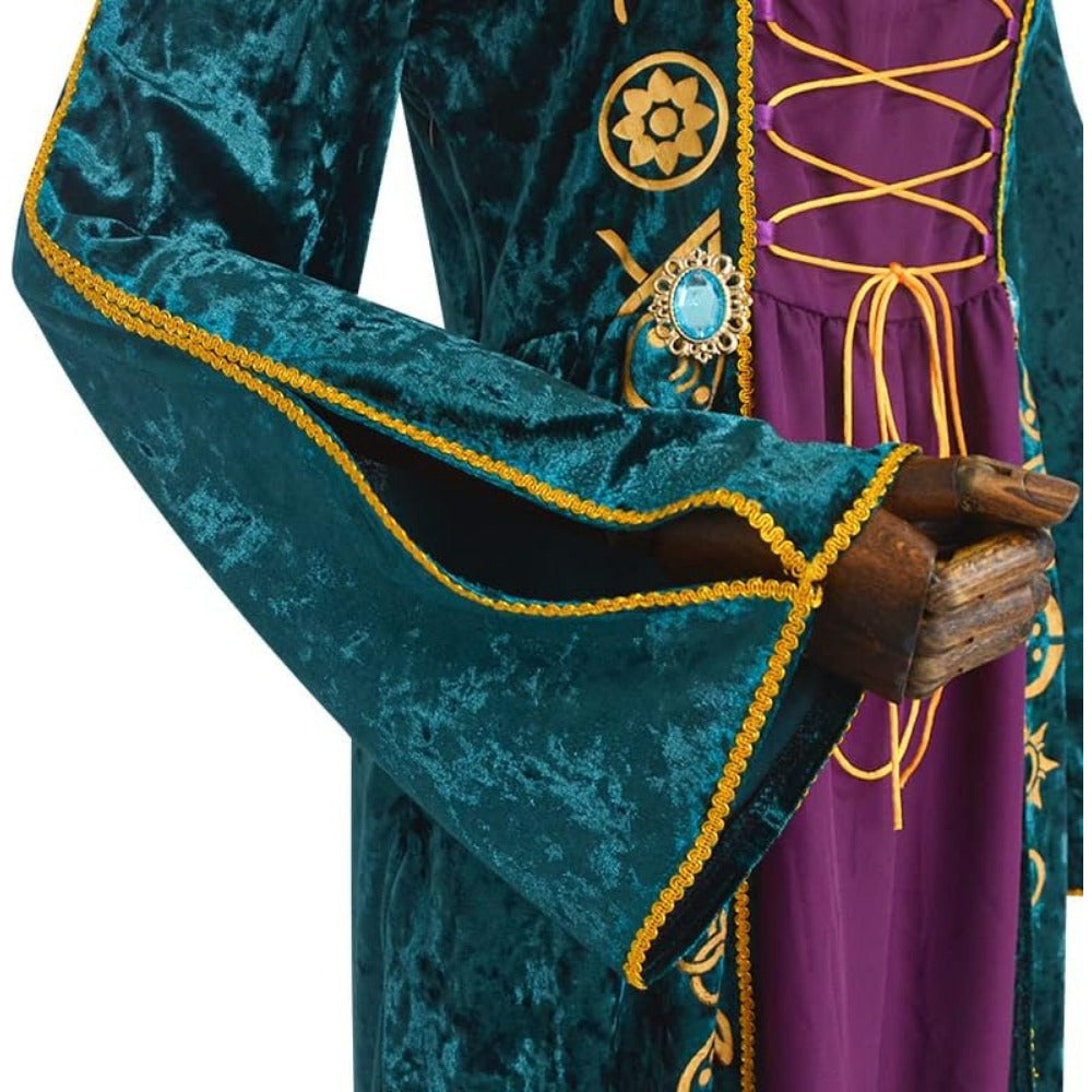 Halloween Velvet Maxi Dress for Women – Witchy Costume with Long Sleeves
