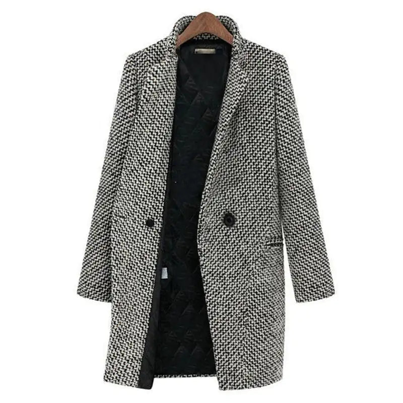 Adrielle | Women's Wool Coat – Stylish Houndstooth Pattern with Elegant Design