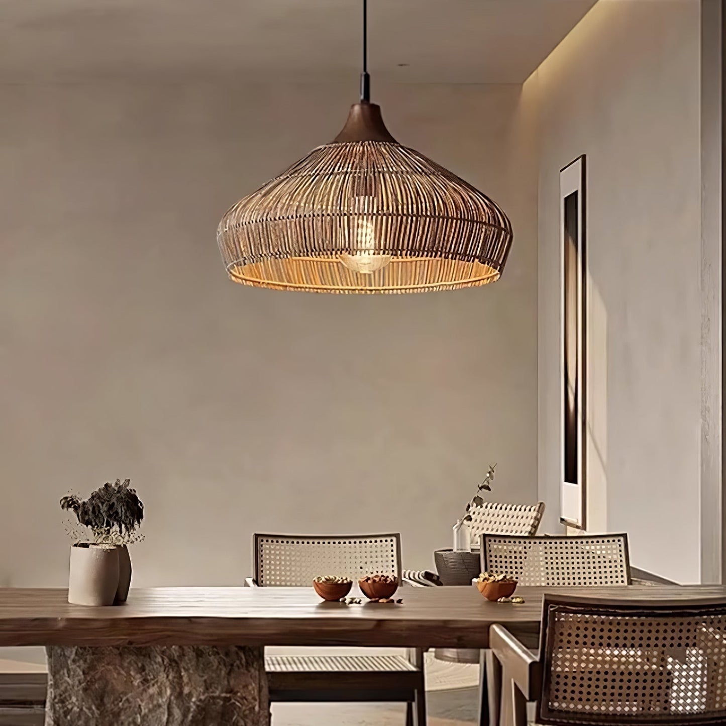 Vionel | Wicker Rattan Pendant Lamp for Vintage Interiors
