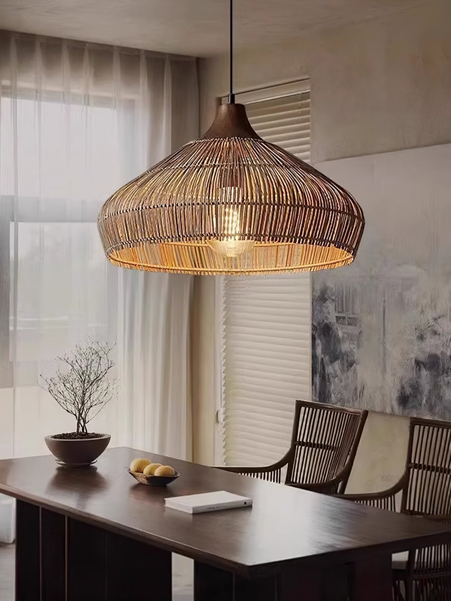 Vionel | Wicker Rattan Pendant Lamp for Vintage Interiors