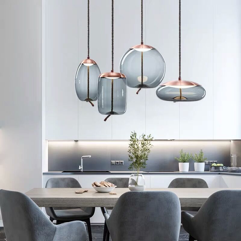 Volith | Hemp Rope Pendant Light in Rose Gold Style