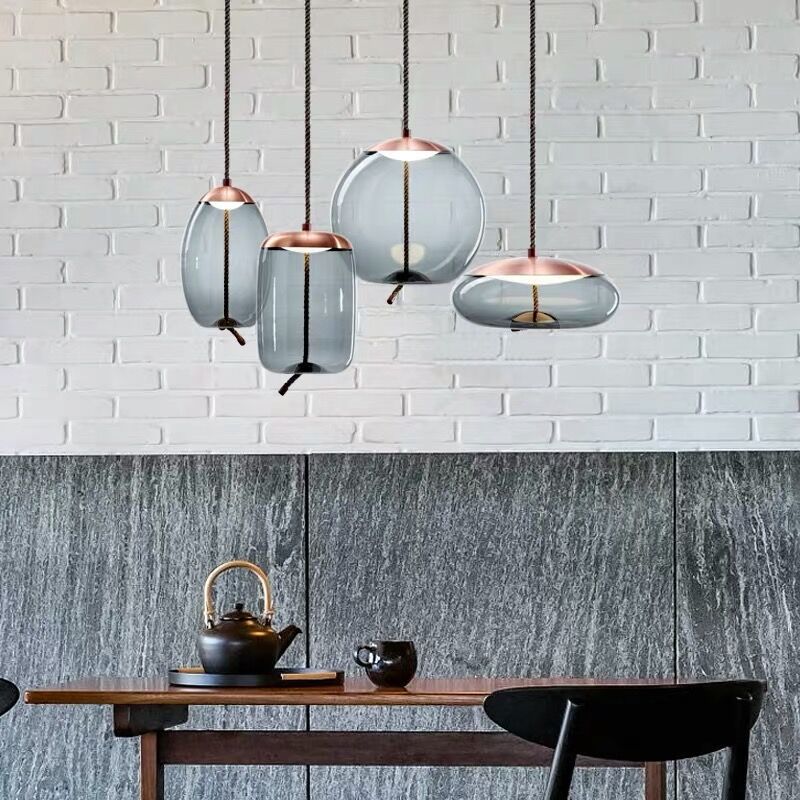Volith | Hemp Rope Pendant Light in Rose Gold Style