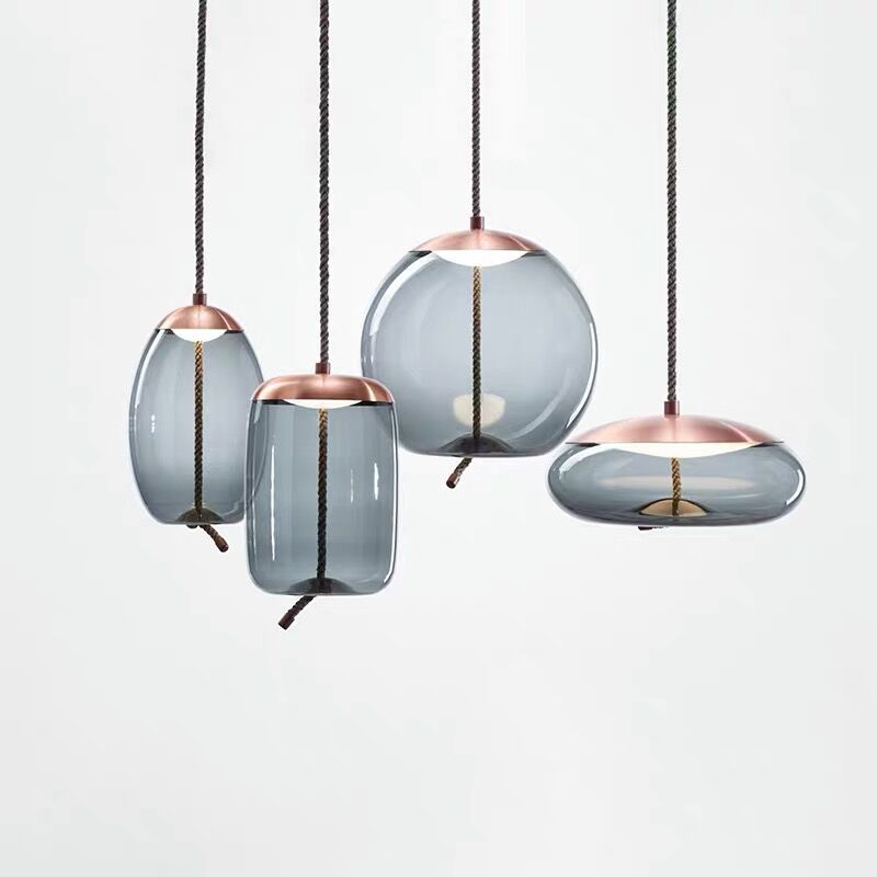 Volith | Hemp Rope Pendant Light in Rose Gold Style