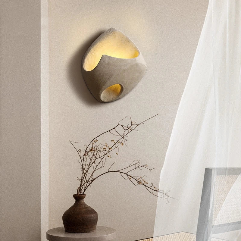 ZenGlow – Wabi-Sabi Cement Wall Sconce with Soft LED Light for Tranquil Interiors