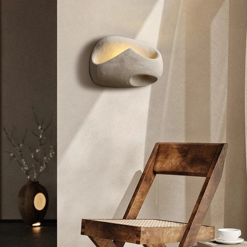 ZenGlow – Wabi-Sabi Cement Wall Sconce with Soft LED Light for Tranquil Interiors
