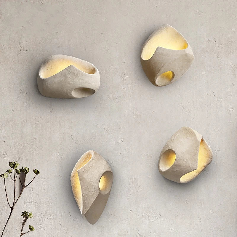 ZenGlow – Wabi-Sabi Cement Wall Sconce with Soft LED Light for Tranquil Interiors