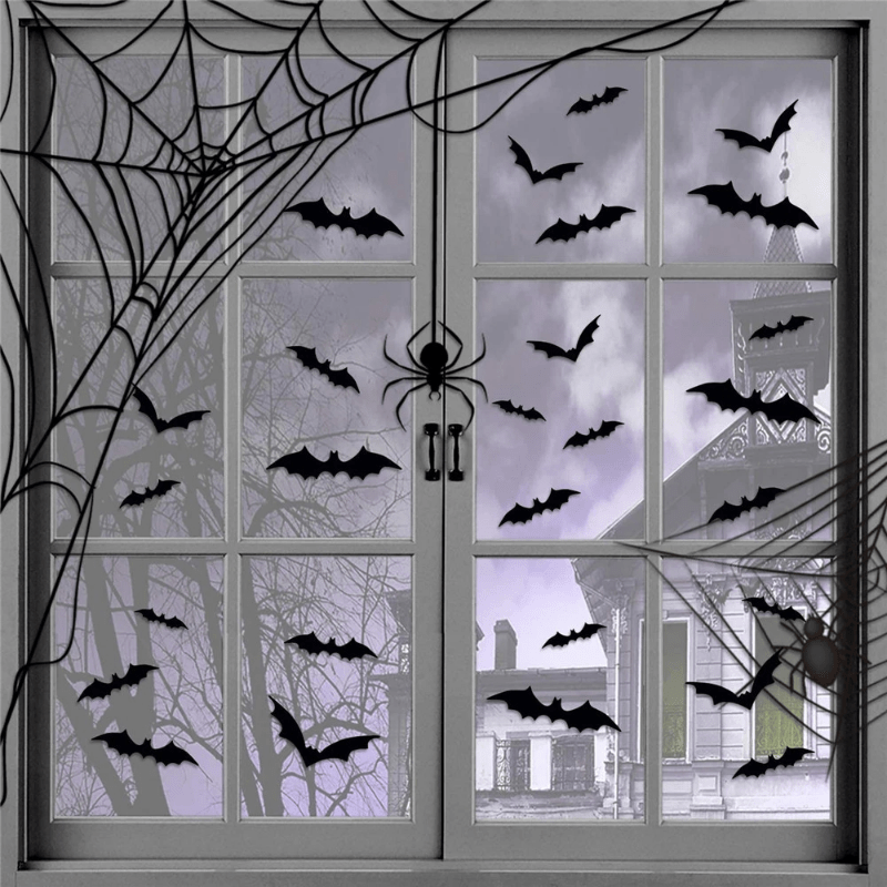 Spooky 3D Bat Wall Stickers – Halloween Home Decoration Set