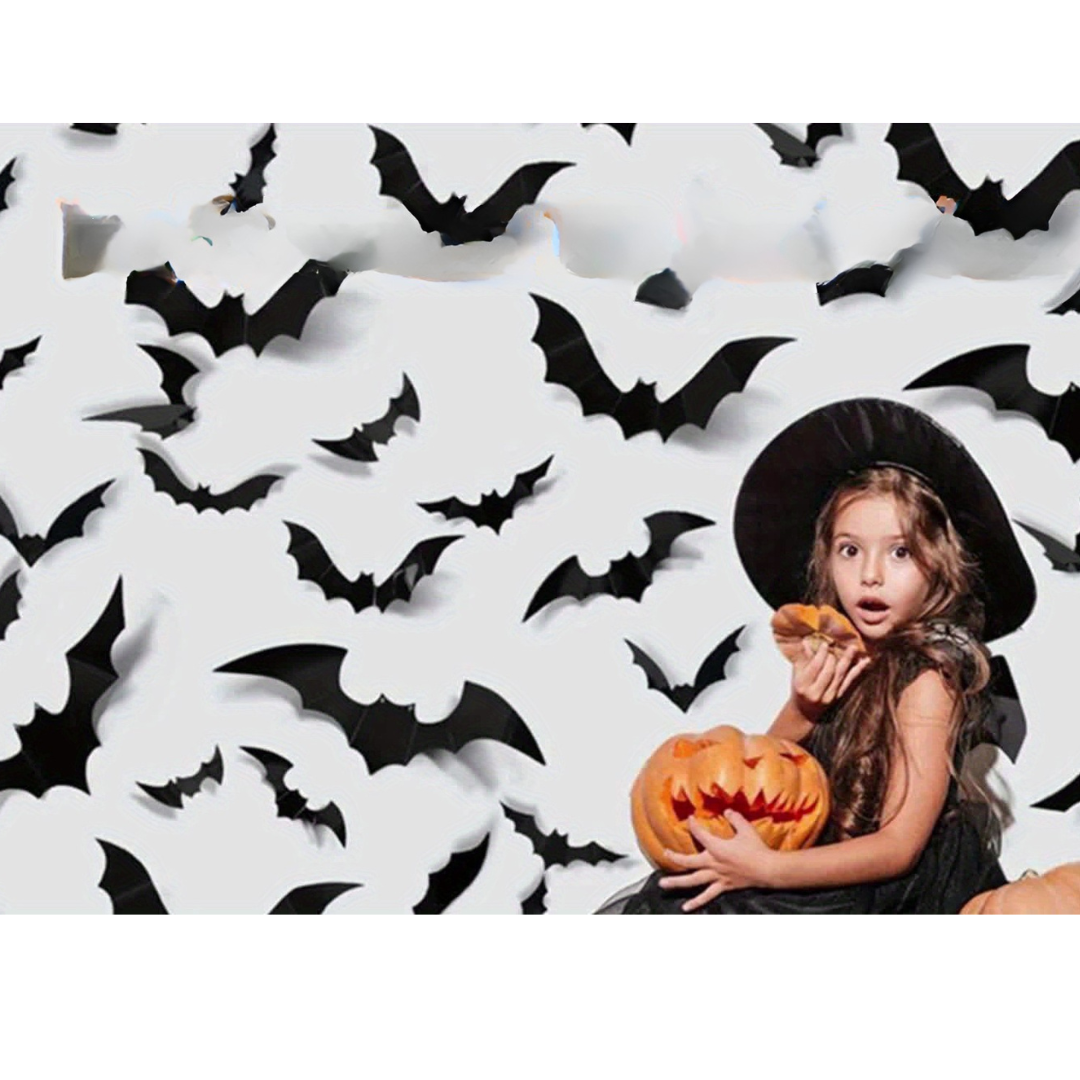 Spooky 3D Bat Wall Stickers – Halloween Home Decoration Set
