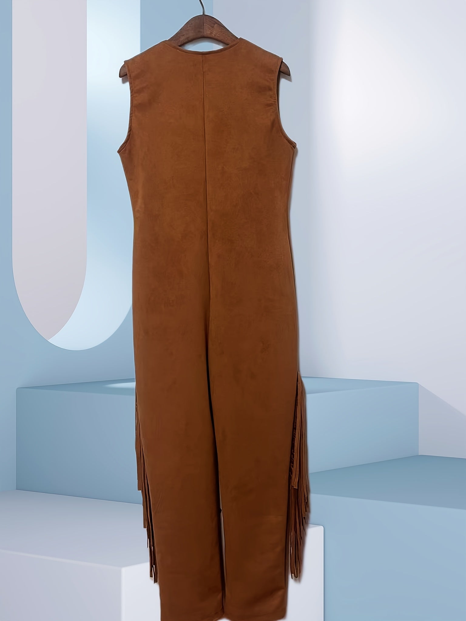 Western Cowgirl Halloween Costume Jumpsuit | Sleeveless Suede Fringe Outfit