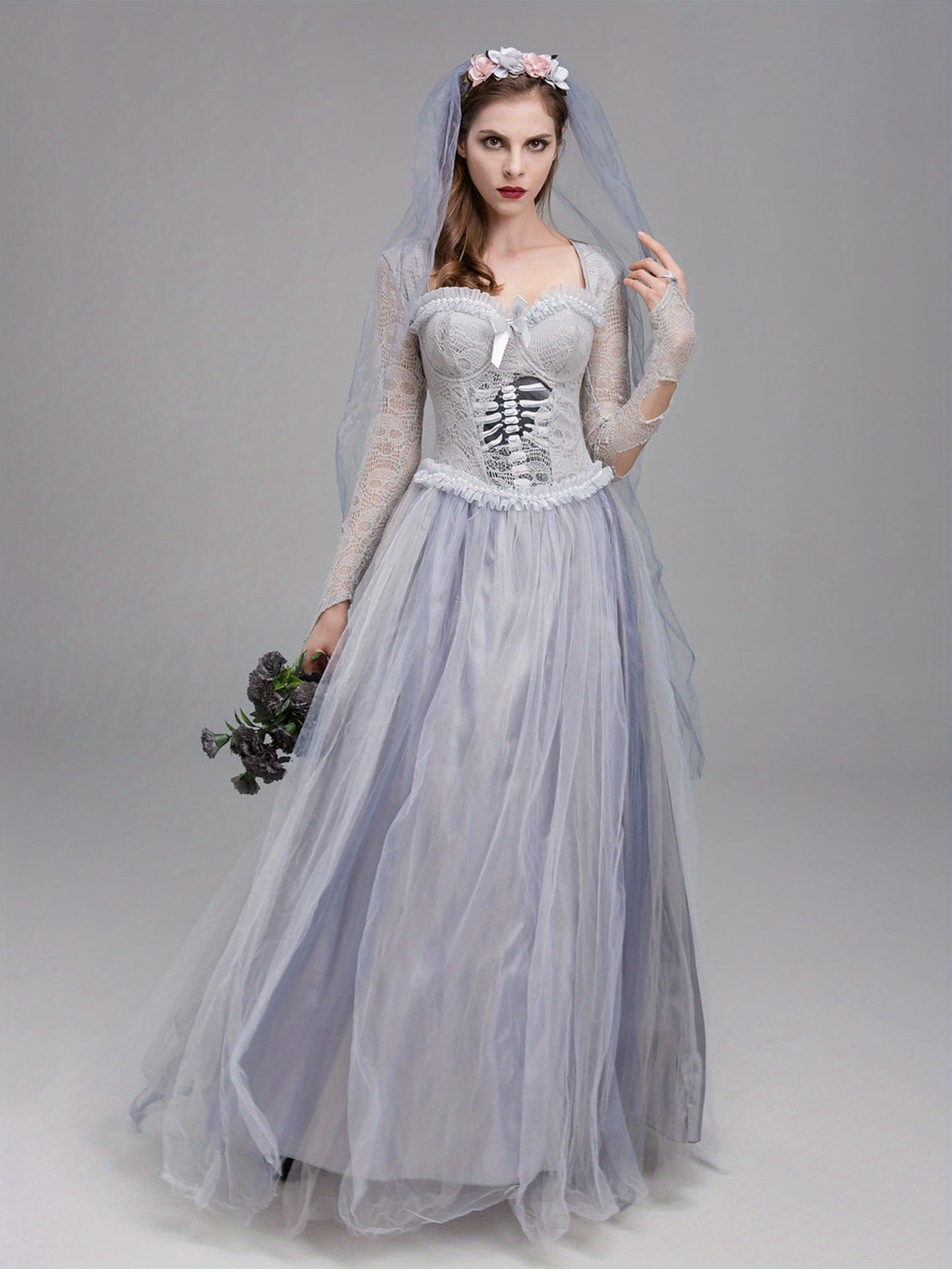 Women’s Lace Maxi Dress | Gothic Corpse Bride Halloween Costume