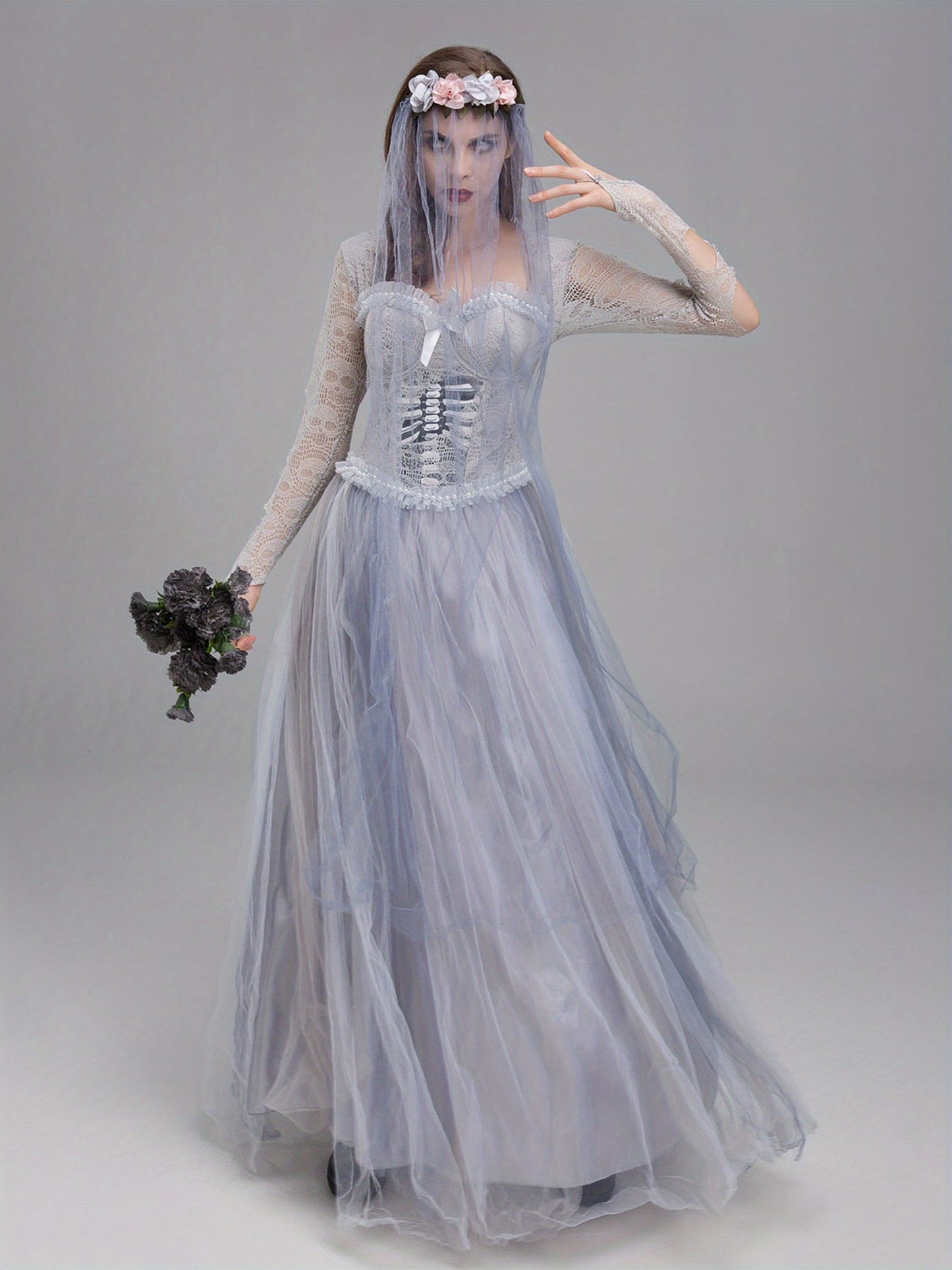 Women’s Lace Maxi Dress | Gothic Corpse Bride Halloween Costume