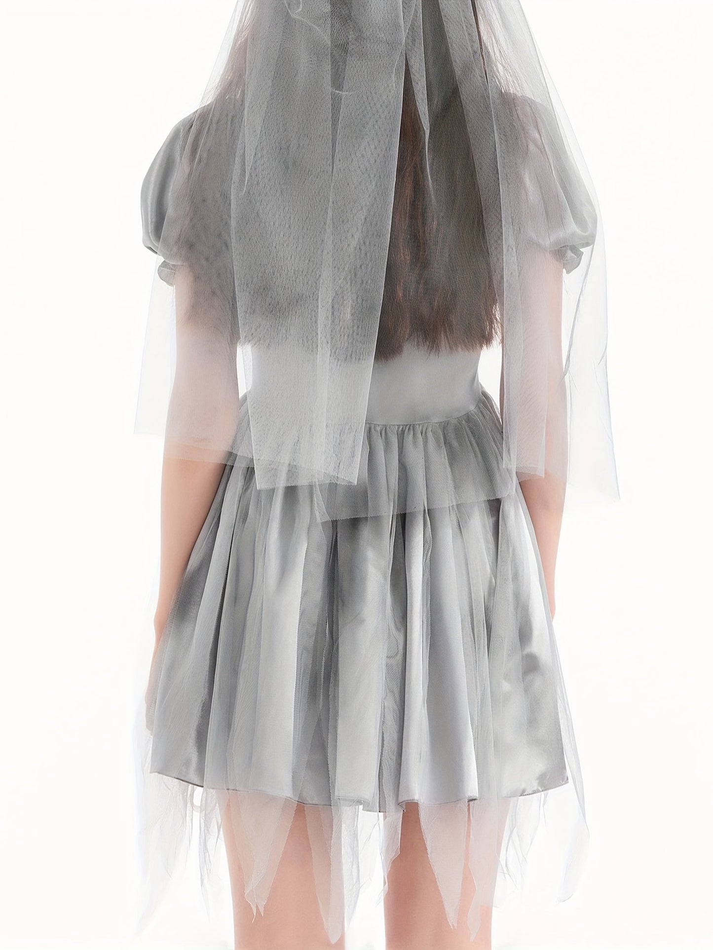 Women’s Puff Sleeve Mini Dress | Gothic Corpse Bride Halloween Costume
