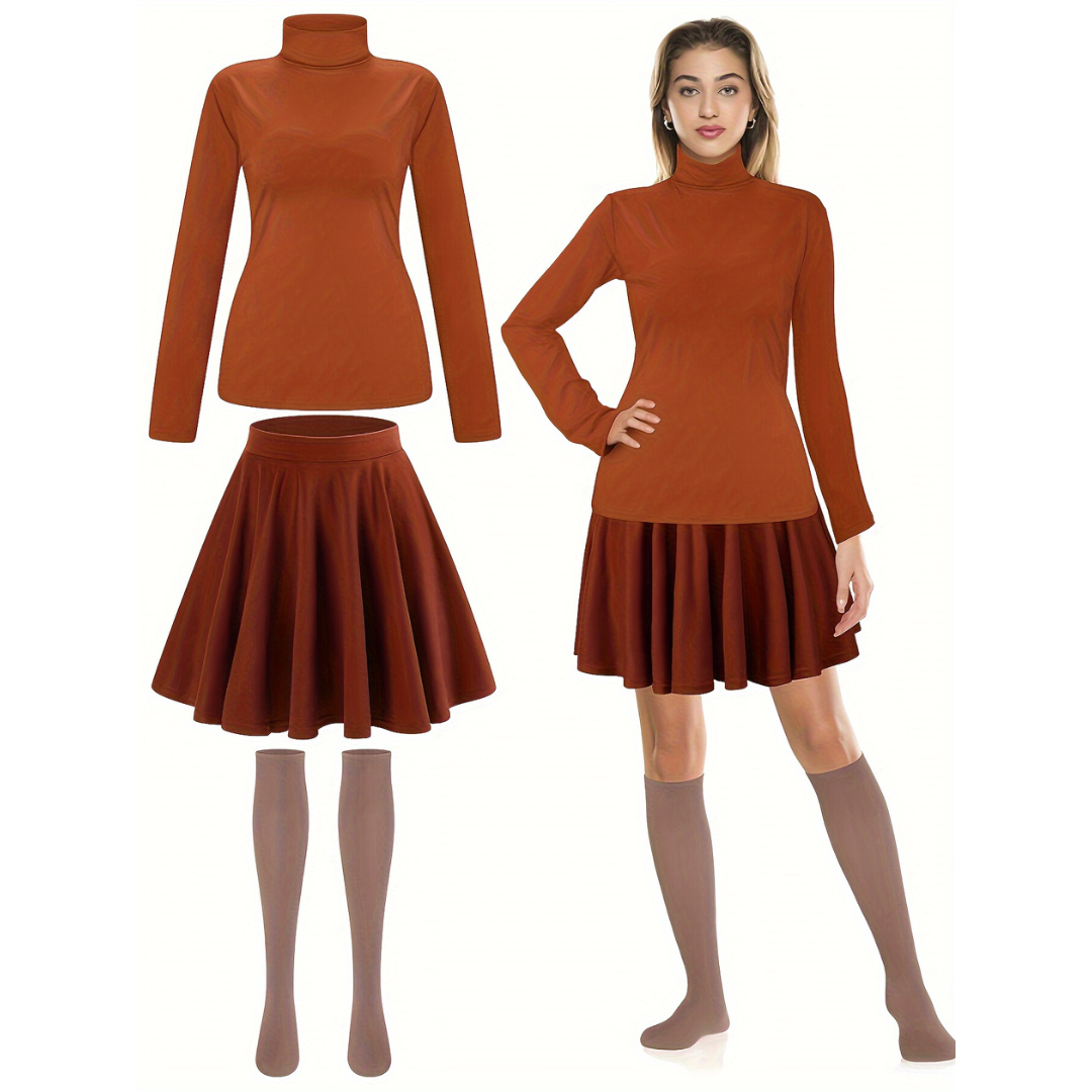 Women’s Halloween Cartoon Outfit | Turtleneck Long Sleeve Mini Costume