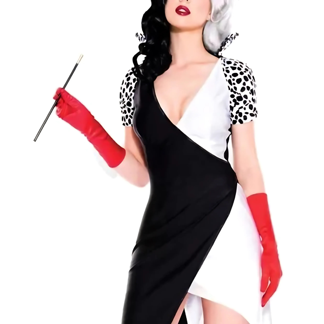 Women’s Halloween Villain Costume Gown | Glamorous Puff Sleeve Asymmetrical Dress