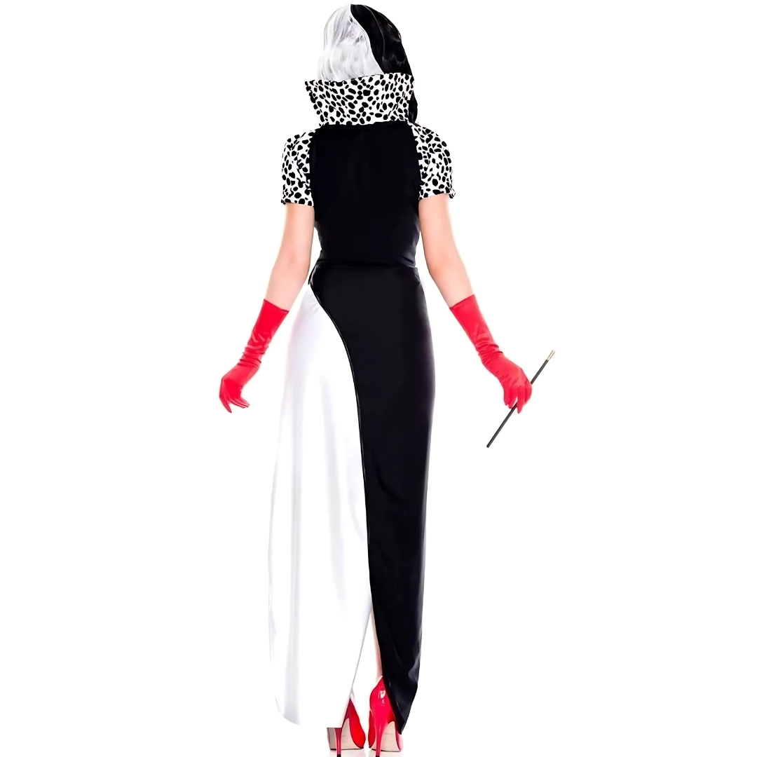 Women’s Halloween Villain Costume Gown | Glamorous Puff Sleeve Asymmetrical Dress