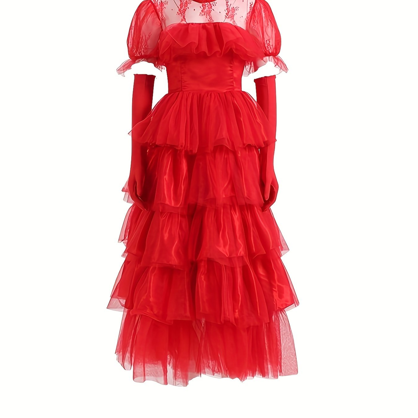 Women’s Halloween Gothic Lace Dress | Long Tiered Maxi Costume