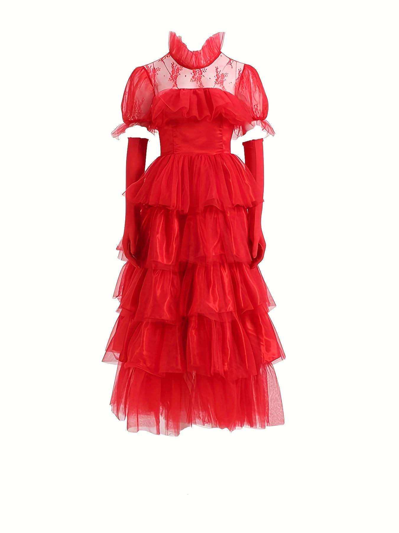 Women’s Halloween Gothic Lace Dress | Long Tiered Maxi Costume