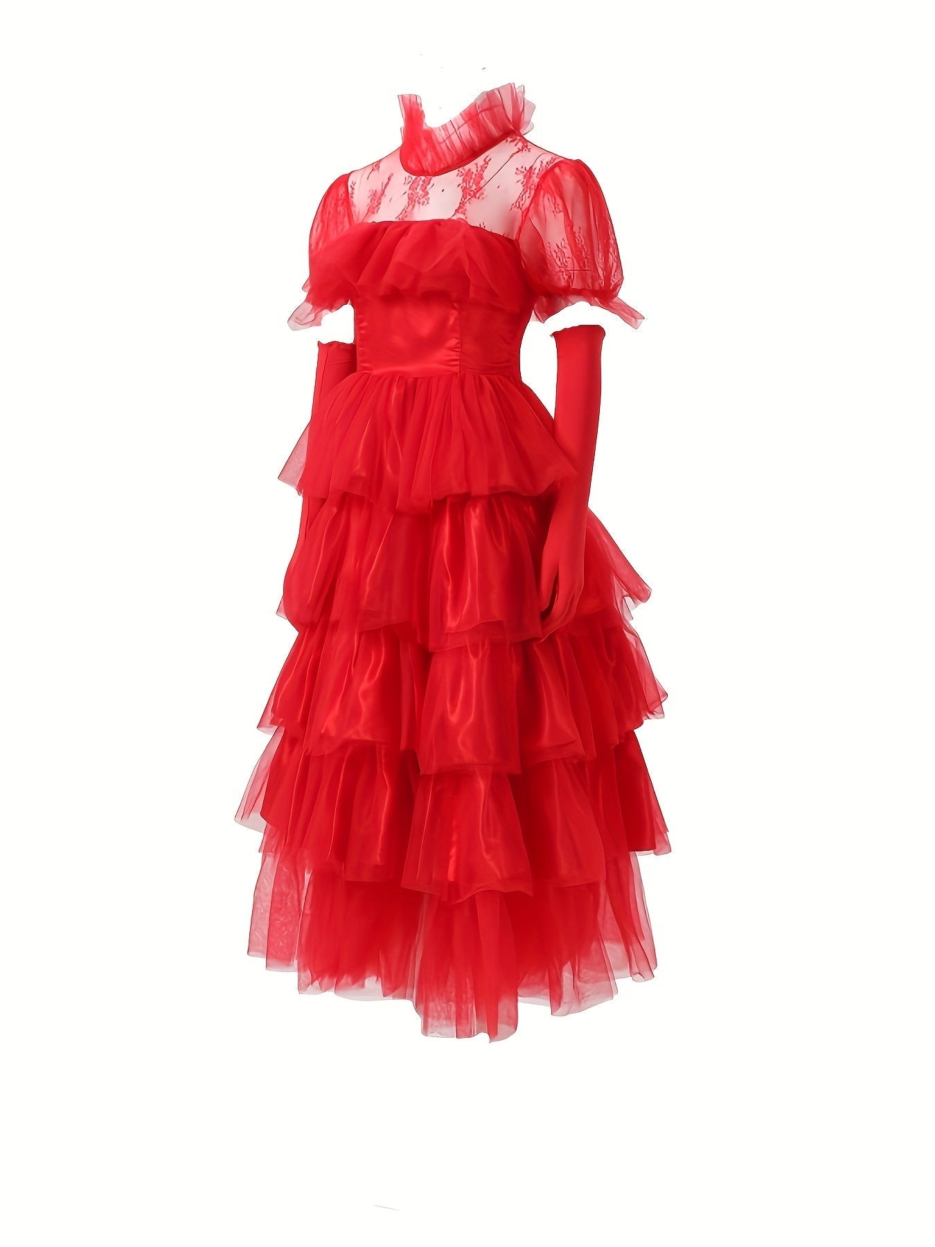Women’s Halloween Gothic Lace Dress | Long Tiered Maxi Costume