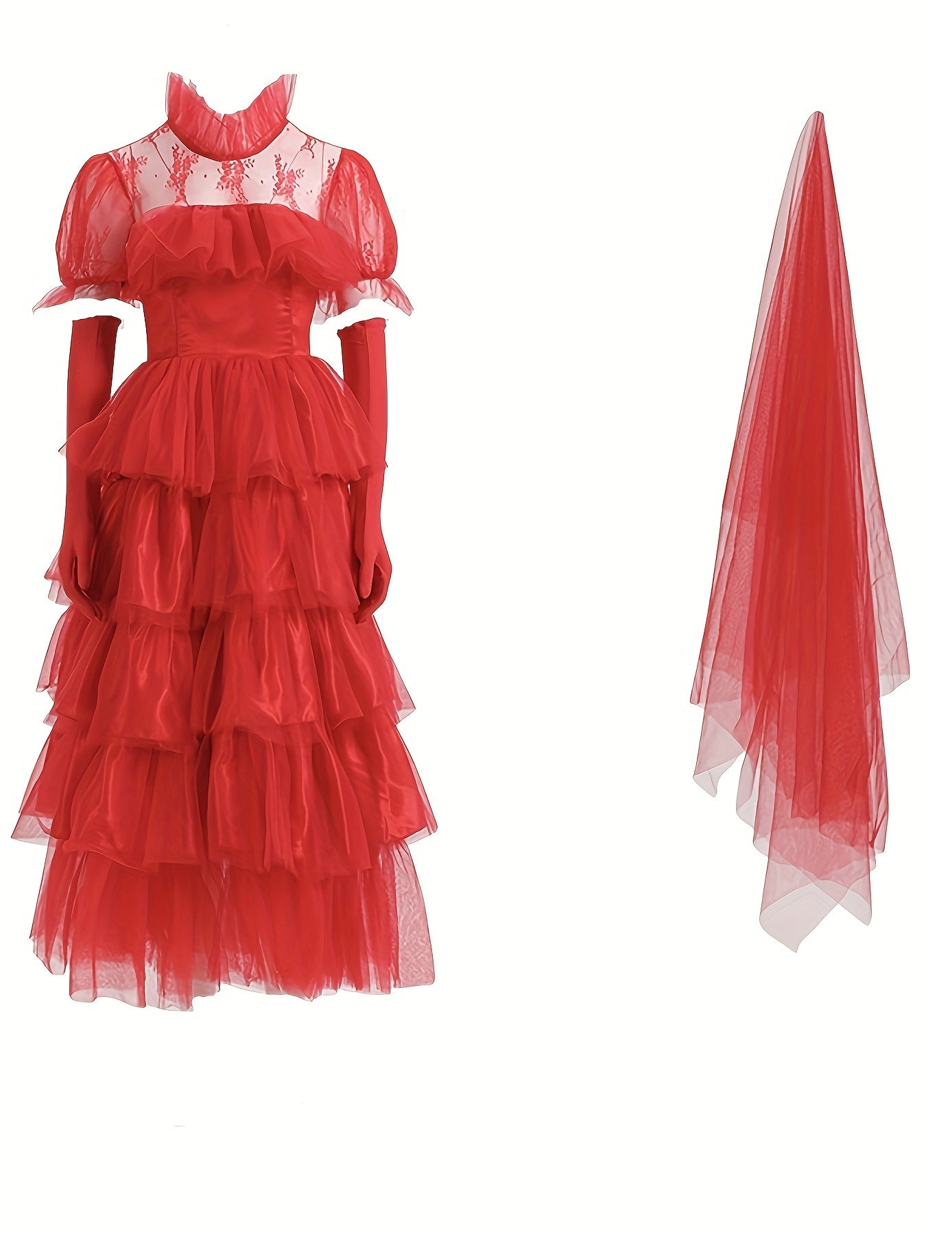 Women’s Halloween Gothic Lace Dress | Long Tiered Maxi Costume