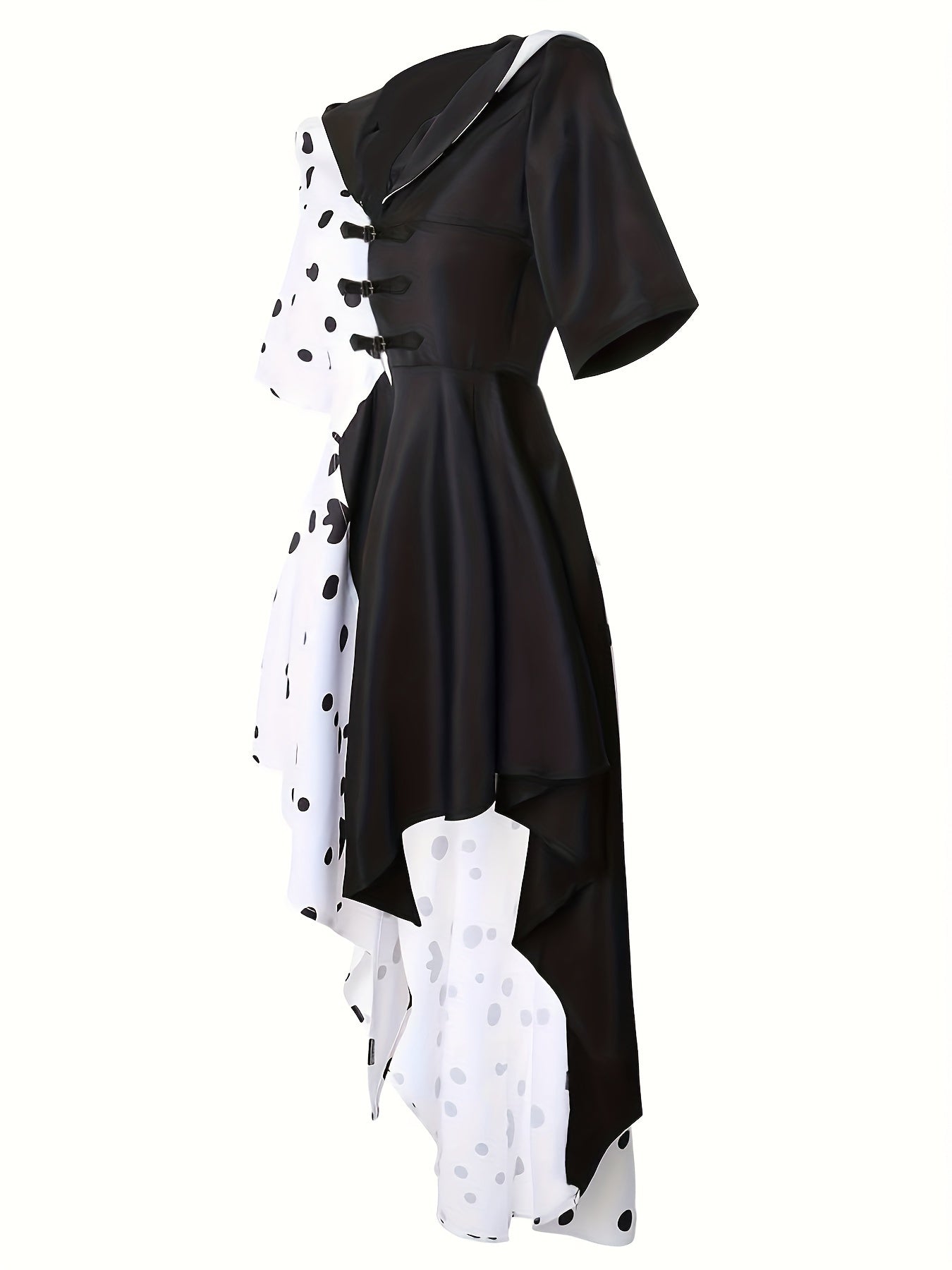 Women’s Dalmatian Costume Gown | Hooded High-Low Asymmetrical Halloween Dress