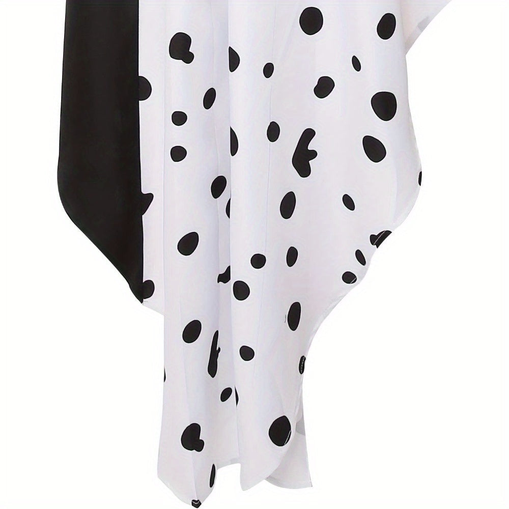 Women’s Dalmatian Halloween Dress | Hooded Asymmetrical Costume Gown
