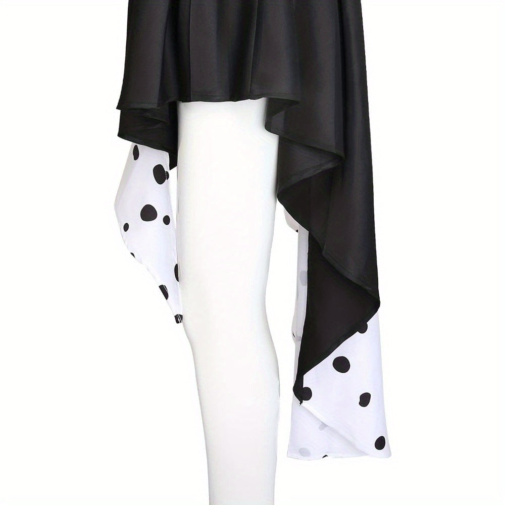 Women’s Dalmatian Halloween Dress | Hooded Asymmetrical Costume Gown